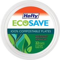 🍽️ прочные компостабельные бумажные тарелки hefty ecosave: устойчивые и удобные, 8-3/4 дюйма, 22 штуки логотип