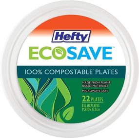 img 4 attached to 🍽️ Прочные компостабельные бумажные тарелки Hefty ECOSAVE: устойчивые и удобные, 8-3/4 дюйма, 22 штуки