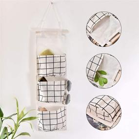 img 3 attached to Bivisen Waterproof Over The Door Closet Organizer Linen Fabric Hanging Pocket 🗄️ Organizer with 3 Pockets - Set of 3 (Black, White, Gray) for Bedroom, Bathroom