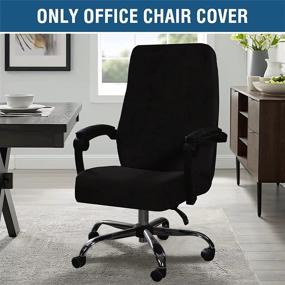 img 3 attached to Stretchable Velvet Chair Covers for Home Office - Mid-High Back Universal Executive Boss/Gaming Chairs - Removable & Washable - Black