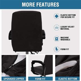 img 1 attached to Stretchable Velvet Chair Covers for Home Office - Mid-High Back Universal Executive Boss/Gaming Chairs - Removable & Washable - Black