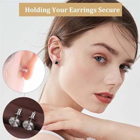 img 1 attached to 💎 14K White Gold Plated Earring Backs Replacement for Diamond Studs, Hypoallergenic 925 Sterling Silver Locking Bullet Earring Backs, Pack of 2 Pairs