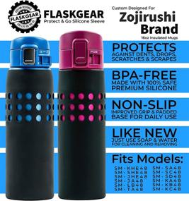 img 3 attached to 🧴 FLASKGEAR Insulated Vacuum Thermos Water Bottle Silicone Sleeve Cover - Compatible with Zojirushi Brand, 16 oz / .48 Litre, Black