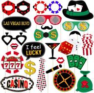 🎲 amosfun las vegas casino photo booth props set | glittery selfie props for las vegas night party decorations | creative party supplies pack of 24 logo