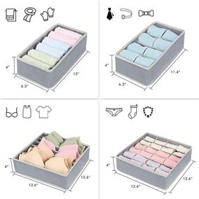 img 2 attached to 📦 Foldable Drawer Organizers Dividers - Felibeaco Fabric Organizers for Underwear, Bras, Lingerie, Socks, Ties, Belts - Clothes Storage Box for Dresser/Closet - 4 Sets, Gray