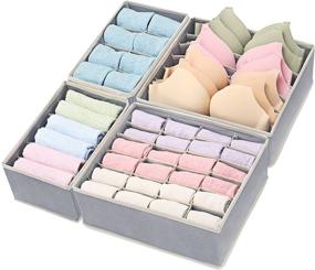 img 4 attached to 📦 Foldable Drawer Organizers Dividers - Felibeaco Fabric Organizers for Underwear, Bras, Lingerie, Socks, Ties, Belts - Clothes Storage Box for Dresser/Closet - 4 Sets, Gray