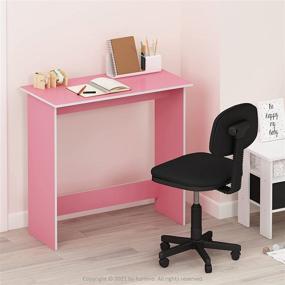 img 1 attached to 🌸 FURINNO Simplistic Study Table in Elegant Pink: Perfect for Home Office or Study Corner