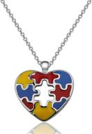 bekech autism awareness necklace - puzzle jigsaw heart charm pendant 🧩 for autistic children, autism mom, teachers & speech language pathologists - unique gift logo