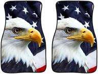 coloranimal universal fit eagle black car floor mat 2 piece front carpet with non slip rubber backing logo