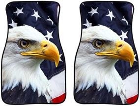 img 4 attached to Coloranimal Universal Fit Eagle Black Car Floor Mat 2 Piece Front Carpet With Non Slip Rubber Backing