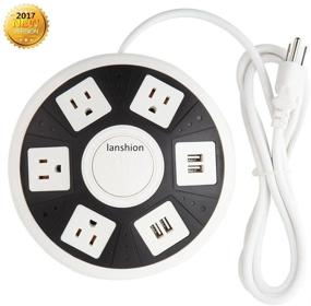 img 4 attached to Lanshion UFO Power Strip: Smart 4-Outlet + 4-USB Surge Protector with 6.5 ft Cord (Black and White)