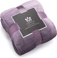 👑 kingole flannel fleece microfiber throw blanket - luxury lavender purple queen size - lightweight cozy couch bed - super soft and warm - plush solid color - 350gsm (90 x 90 inches) logo