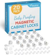 🔒 childproofing made easy: vmaisi 20 pack magnetic cabinet locks - secure cupboard drawers with adhesive installation логотип