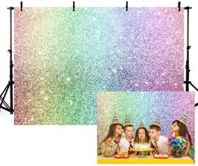 img 4 attached to 🌈 MAGICAL MEHOFOND Glitter Rainbow Backdrop: Vibrant Happy Birthday Party Decoration for Kids! Explore the Colorful Unicorn Glitter Photography Background and Capture Memorable Moments on 7x5ft Vinyl Photo Studio Props Banner