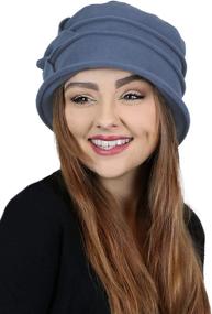 img 3 attached to Fashionable Fleece Flower Cloche Hat for 👒 Women: Cancer Headwear & Chemo Ladies Head Coverings