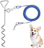 🐶 clkhowl dog stake tie out cable - 16/30" anti rust reflective stake for medium large dogs up to 125 lbs, dog cable runner and metal hooks for yard, camping, or outdoors: reliable tie out cable with reflective stake for dogs up to 125 lbs logo