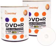 📀 efficient smart buy 200 pack dvd+r 4.7gb 16x white printable inkjet blank media record disc logo