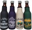 funny camping bottle coozie built logo