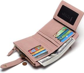 img 1 attached to 👛 Pink Leather RFID Blocking Wallets: Organized Compact Bifold Clutch for Women
