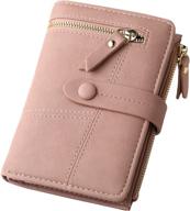 👛 pink leather rfid blocking wallets: organized compact bifold clutch for women logo