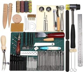 img 4 attached to 🧰 Complete DIY Leathercraft Tools Set - Stamping, Cutting, Stitching, Prong Punch, Snaps, Rivets Kit & Professional Sewing Tools