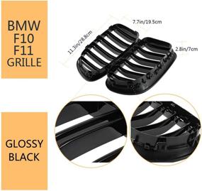 img 2 attached to 🚘 Glossy Black Front Replacement Kidney Grille Grill for BMW 5 Series F10 F11 M5 2010-2017 - F10 Grilles