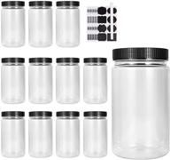 🍱 accguan set of 12 round plastic jars with lids, 34oz - perfect for kitchen & household storage logo