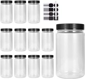 img 4 attached to 🍱 Accguan Set of 12 Round Plastic Jars with Lids, 34oz - Perfect for Kitchen & Household Storage