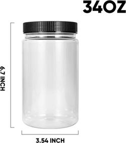 img 3 attached to 🍱 Accguan Set of 12 Round Plastic Jars with Lids, 34oz - Perfect for Kitchen & Household Storage