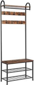 img 4 attached to 🔨 HOOBRO Industrial Hall Tree: Coat Rack Shoe Bench with Storage Shelf, Entryway Hooks - 4 in 1 Design, Metal Frame, Rustic Brown Accent Furniture - Easy Assembly BF13MT01