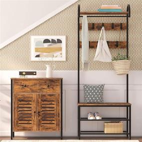 img 2 attached to 🔨 HOOBRO Industrial Hall Tree: Coat Rack Shoe Bench with Storage Shelf, Entryway Hooks - 4 in 1 Design, Metal Frame, Rustic Brown Accent Furniture - Easy Assembly BF13MT01