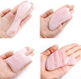 img 3 attached to 🌸 Jovivi Массажные инструменты Gua Sha Scraping - 5 шт. розового кварца Многоформенные плиты Guasha для лица и тела - Натуральный кристаллический камень Gua Sha для традиционной акупунктурной терапии - Массажер для лица.