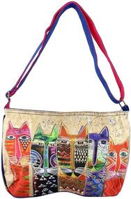 img 2 attached to Stylish Sun N Sand Laurel Burch Long Neck Cats Crossbody Purse, Blue - Cat Print N Design