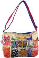 stylish sun n sand laurel burch long neck cats crossbody purse, blue - cat print n design logo