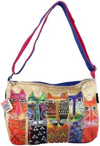 img 3 attached to Stylish Sun N Sand Laurel Burch Long Neck Cats Crossbody Purse, Blue - Cat Print N Design