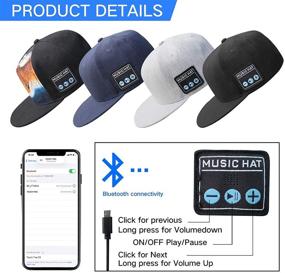 img 3 attached to Сенсор качество беспроводной динамик Bluetooth 5.0 для головы/музыкальная шляпа с 🎧 встроенным микрофоном: идеальный спутник для спорта на открытом воздухе и закрытом помещении и лучший подарок для мужчин/женщин/мальчиков/девочек (синий)