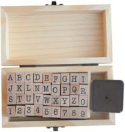 🔢 yansanido wooden stamps set - 36pcs mini small box, multipurpose 0.2'' / 5mm number a-z alphabet letter wood rubber stamp (b) logo