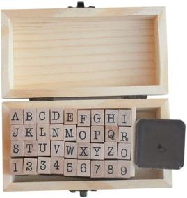 img 4 attached to 🔢 Yansanido Wooden Stamps Set - 36pcs Mini Small Box, Multipurpose 0.2'' / 5mm Number A-Z Alphabet Letter Wood Rubber Stamp (B)