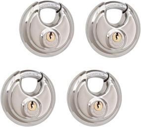 img 2 attached to 🔒 High Security THIRARD 4 Pack Keyed Alike Disc Padlock - Stainless Steel Lock for Storage Units, Sheds, Garages, & Fences