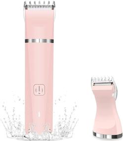 img 4 attached to 💖 Rechargeable Bikini Trimmer for Women - 2 in 1 Electric Lady Clipper: Efficient & Painless Hair Removal Razor with 2 Trimmer Heads, IPX7 Waterproof Wet and Dry Use, Pink