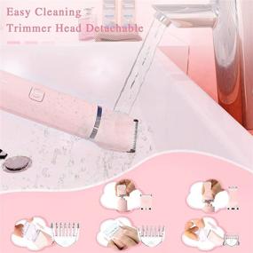 img 1 attached to 💖 Rechargeable Bikini Trimmer for Women - 2 in 1 Electric Lady Clipper: Efficient & Painless Hair Removal Razor with 2 Trimmer Heads, IPX7 Waterproof Wet and Dry Use, Pink