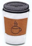 ☕ iron-on patch: s-1507 cup of coffee embroidered applique for fashion and diy projects logo