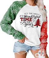 merry christmas sweartshirt for women: xmas buffalo plaid tree color block christmas snowflake print long sleeve top t-shirt - festive winter fashion at its best! logo