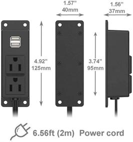 img 3 attached to Удобная настенная розетка с USB-портами и плоским штекером - 2 розетки, 2 USB, удлинитель 6,56 фута для настольных ПК, столов, конференций, шкафов и верстаков.