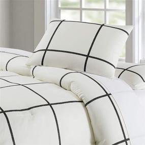 img 3 attached to 🖤 Truly Soft Everyday Black and White Stripe Comforter, Twin XL: Sleek and Contemporary Kurt Windowpane Design