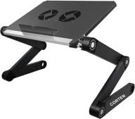 🖥️ портативный столик primecomfort ergonomic laptop table desk stand: складной поднос для ноутбука на коленях, для использования в кровати или на диване с вентиляторами usb - полностью регулируемая высота и угол наклона для работы дома или в путешествии (чёрный) логотип