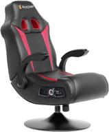 🎮 x rocker vibe 2.1 bluetooth pedestal gaming chair in black and blue with flip-up arms logo