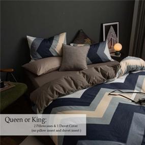 img 1 attached to Navy Blue Chevron Duvet Covers King Size - HandOnTime Cotton Blue Blush White Pieced Geometric Pattern Bedding Set, Reversible Striped Comforter Covers with 1 Modern Simple Duvet Cover and 2 Pillowcases - Ideal for Boys