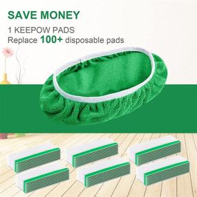 img 2 attached to KEEPOW Reusable Mop Pads 🧽 for Swiffer Sweeper: Washable Refills, 8-Pack, Green