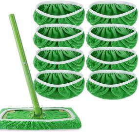 img 4 attached to KEEPOW Reusable Mop Pads 🧽 for Swiffer Sweeper: Washable Refills, 8-Pack, Green